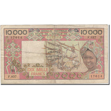 Banknote, West African States, 10,000 Francs, KM:609Hd, VF(20-25)