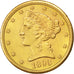United States, 5 Dollars, 1893, San Francisco, KM #101, AU(55-58), Gold, 8.36