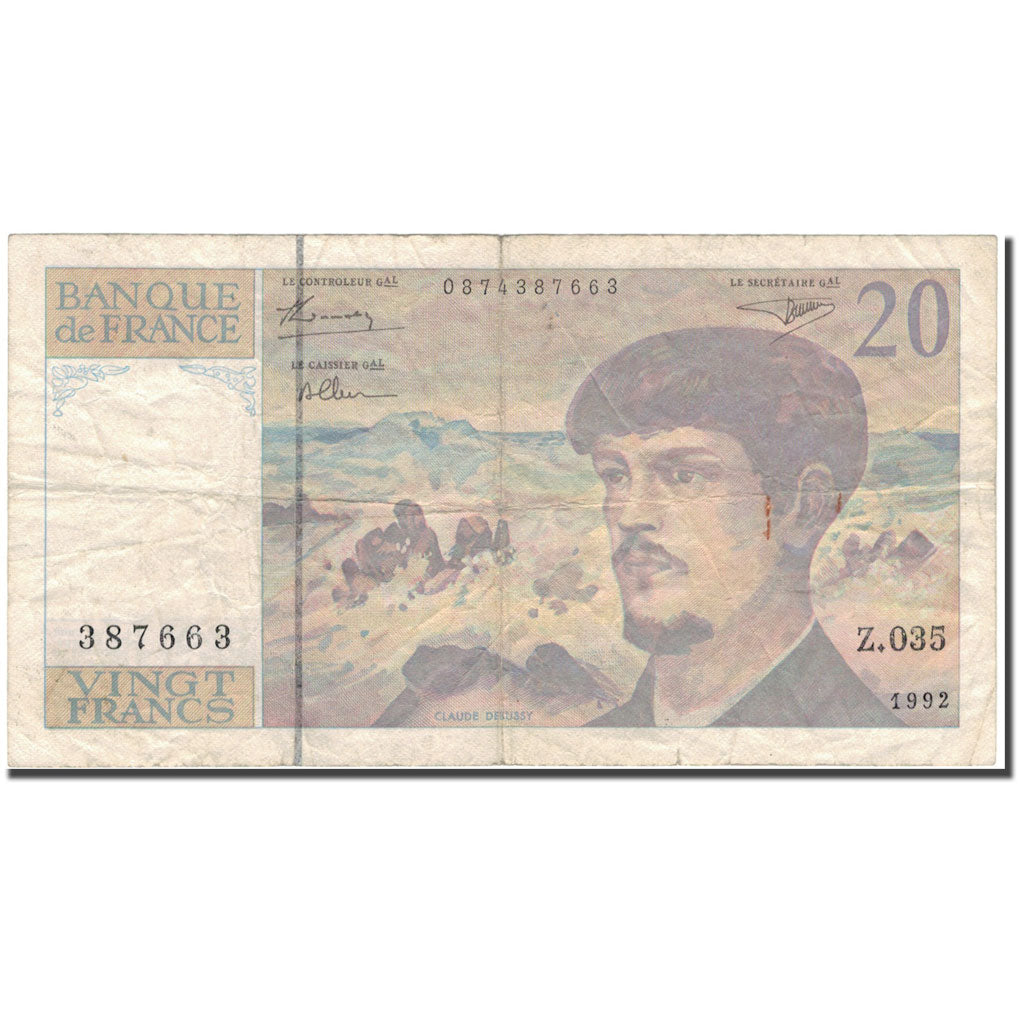 Francia, 20 Francs, 20 F 1980-1997 ''Debussy'', 1992, MB, Fayette:66bis.3
