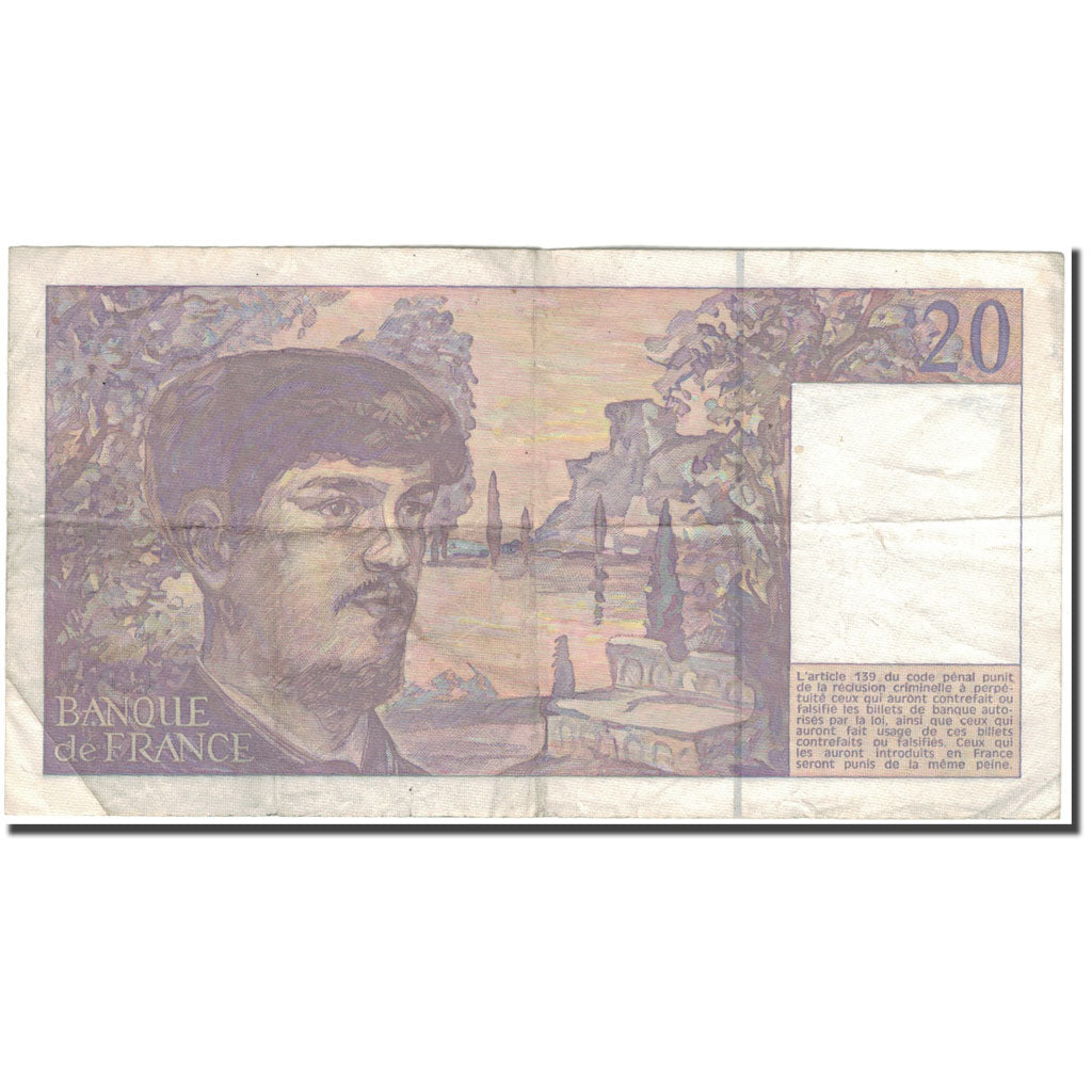 France, 20 Francs, 20 F 1980-1997 ''Debussy'', 1993, VF(30-35), Fayette:66