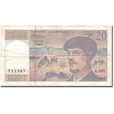 France, 20 Francs, 20 F 1980-1997 ''Debussy'', 1995, TB+, Fayette:66 ter.1