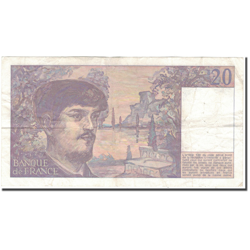 Francia, 20 Francs, 20 F 1980-1997 ''Debussy'', 1984, MB+, Fayette:66.4, KM:151a