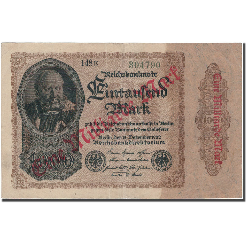 Banknote, Germany, 1 Milliarde Mark on 1000 Mark, 1922-12-15, KM:113a, EF(40-45)