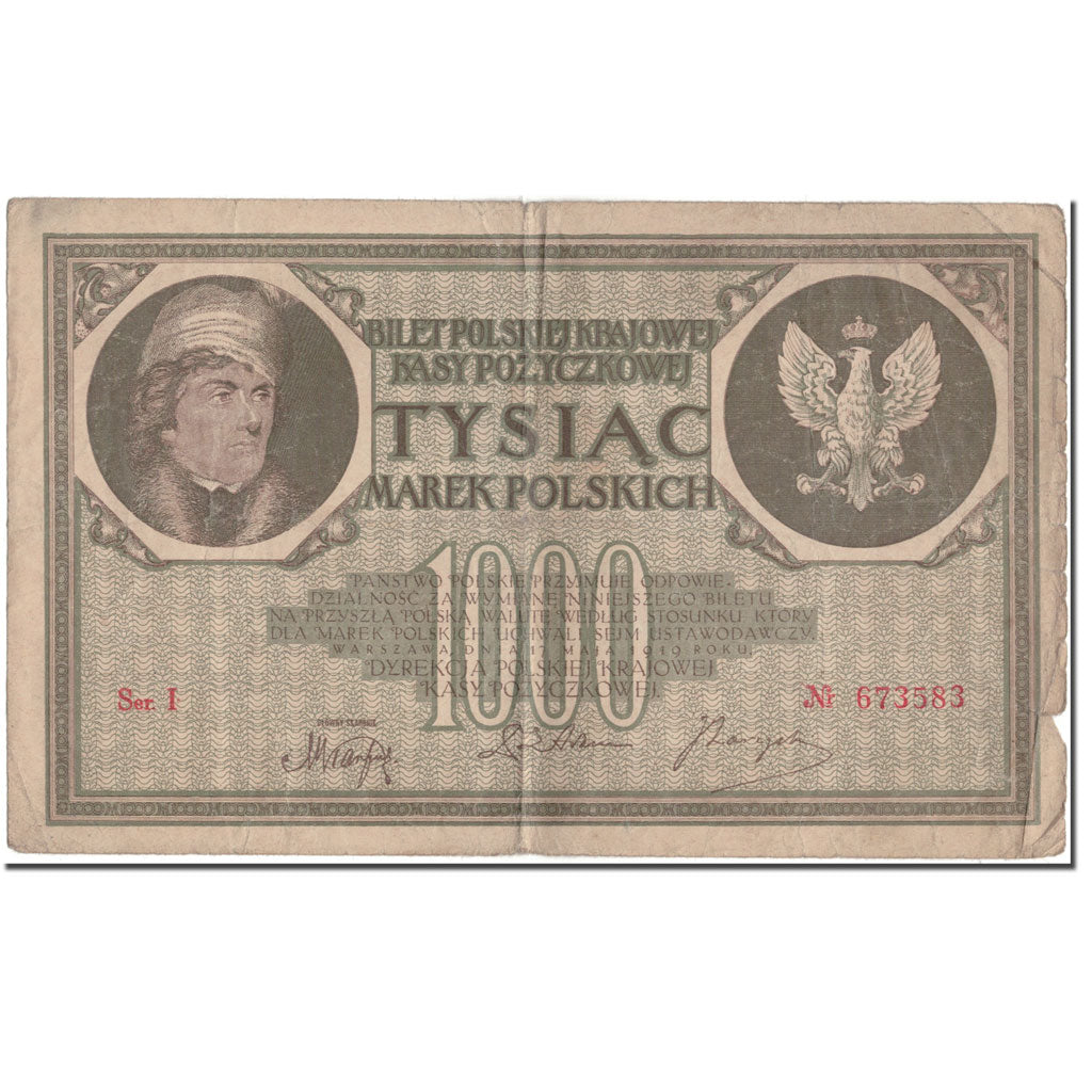 Banknote, Poland, 1000 Marek, 1919-05-17, KM:22a, F(12-15)