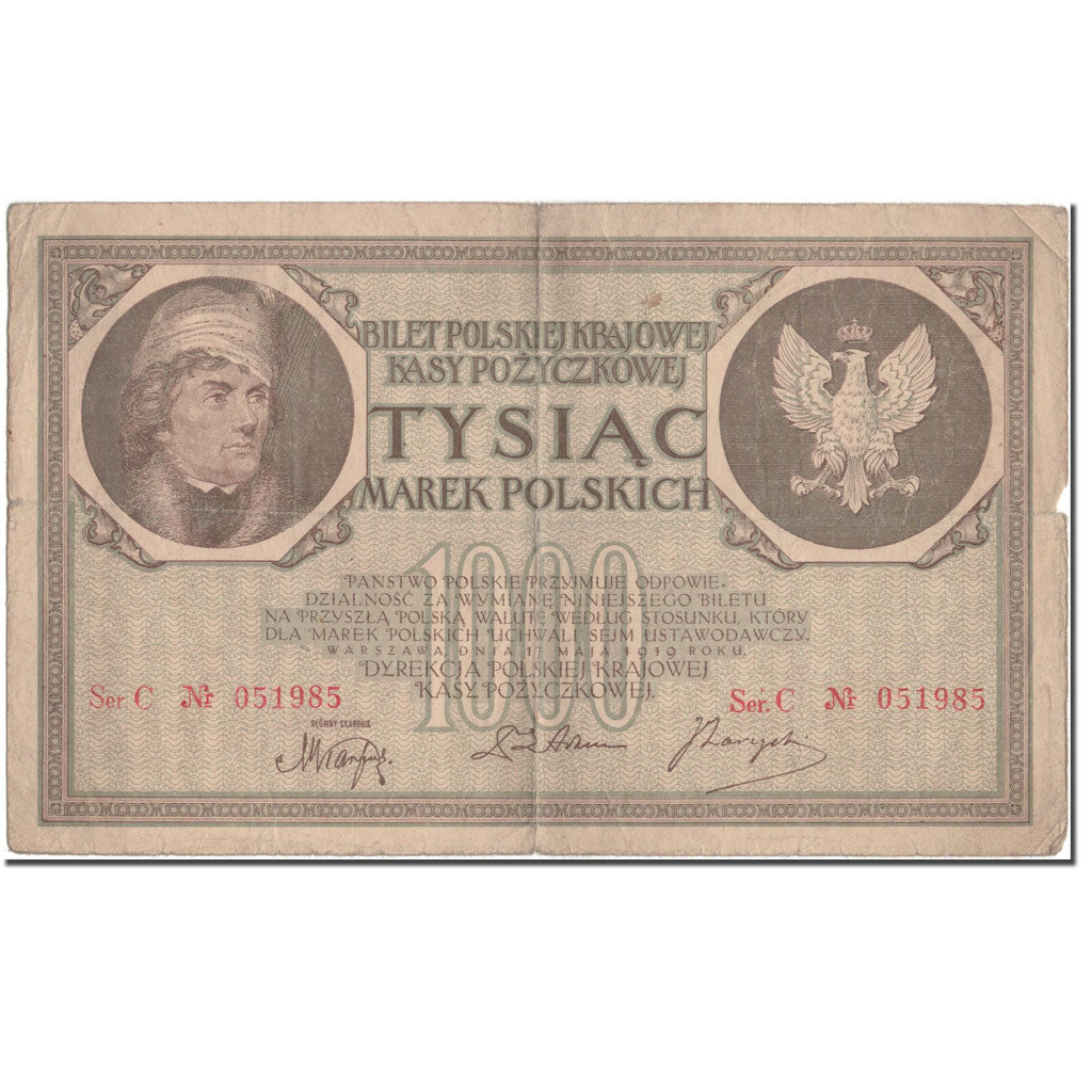 Banknote, Poland, 1000 Marek, 1919-05-17, KM:22c, VF(20-25)