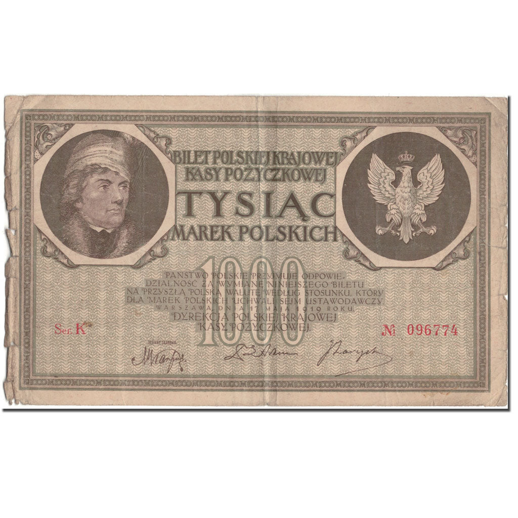 Banknote, Poland, 1000 Marek, 1919-05-17, KM:22c, VF(20-25)