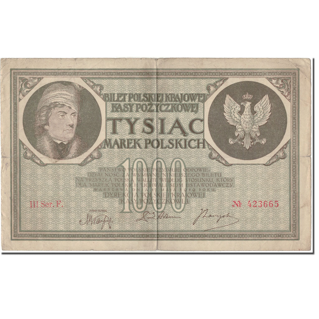 Banconote, Polonia, 1000 Marek, 1919-05-17, KM:22c, MB