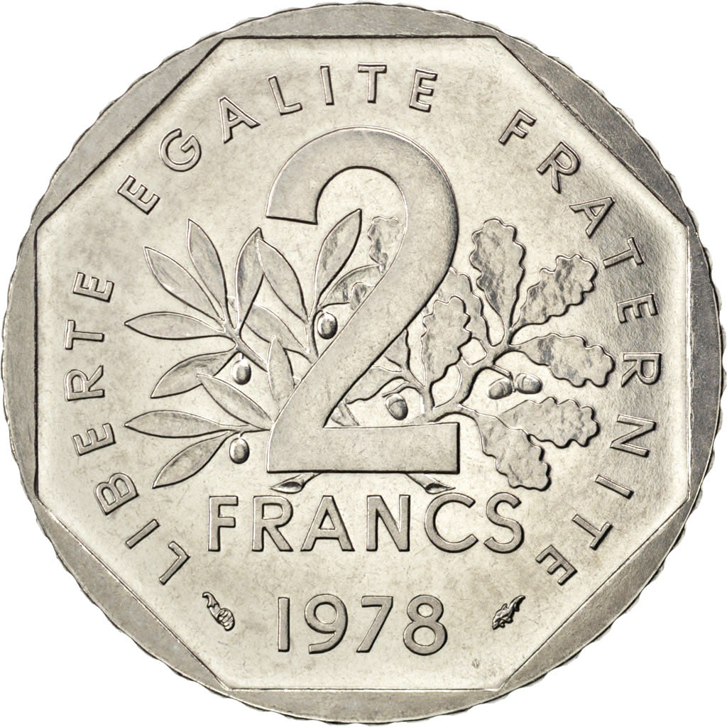 FRANCE, 2 Francs, 1978, KM #E119, MS(65-70), Nickel, Gadoury #547, 7.58