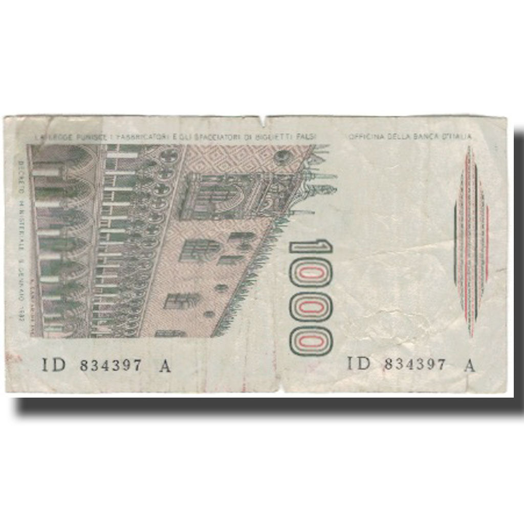 Banknot, Włochy, 1000 Lire, 1982-01-06, KM:109b, VG(8-10)