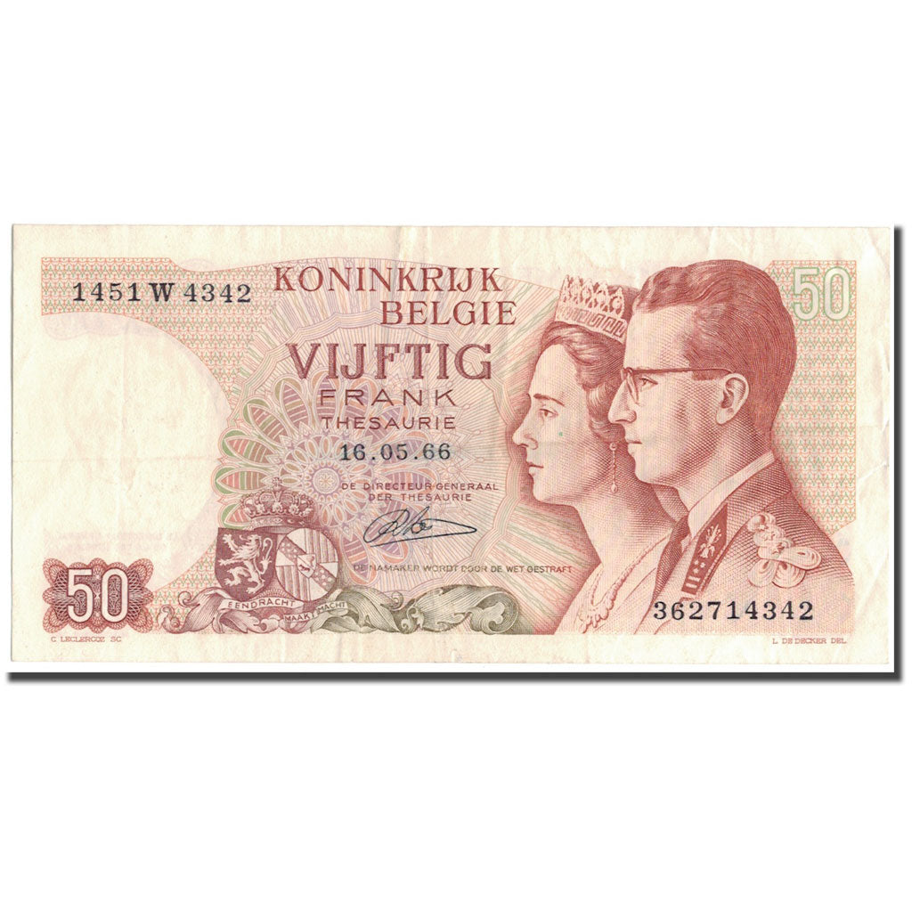 Banknote, Belgium, 50 Francs, 1966-05-16, KM:139, VG(8-10)