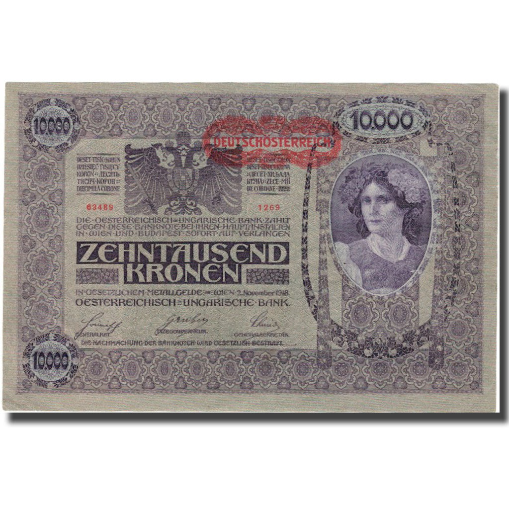 Banknote, Austria, 10,000 Kronen, 1918-11-02, KM:65, AU(55-58)