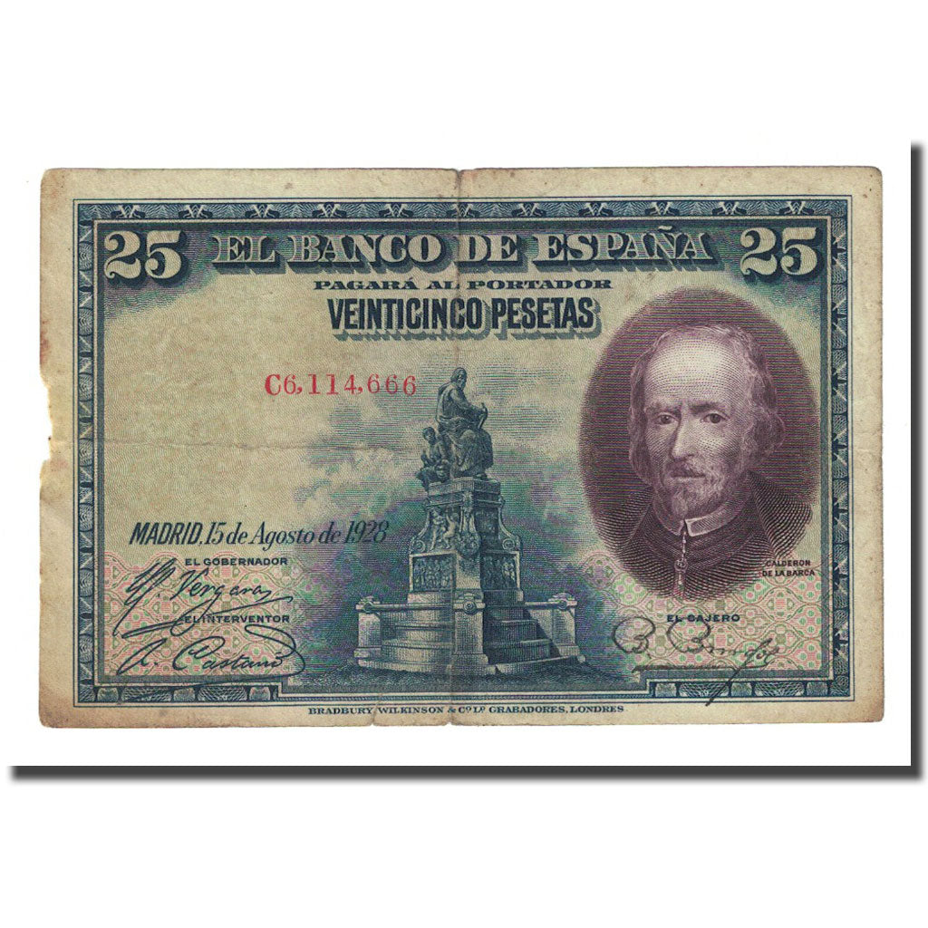 Banconote, Spagna, 25 Pesetas, 1928-08-28, KM:74b, B