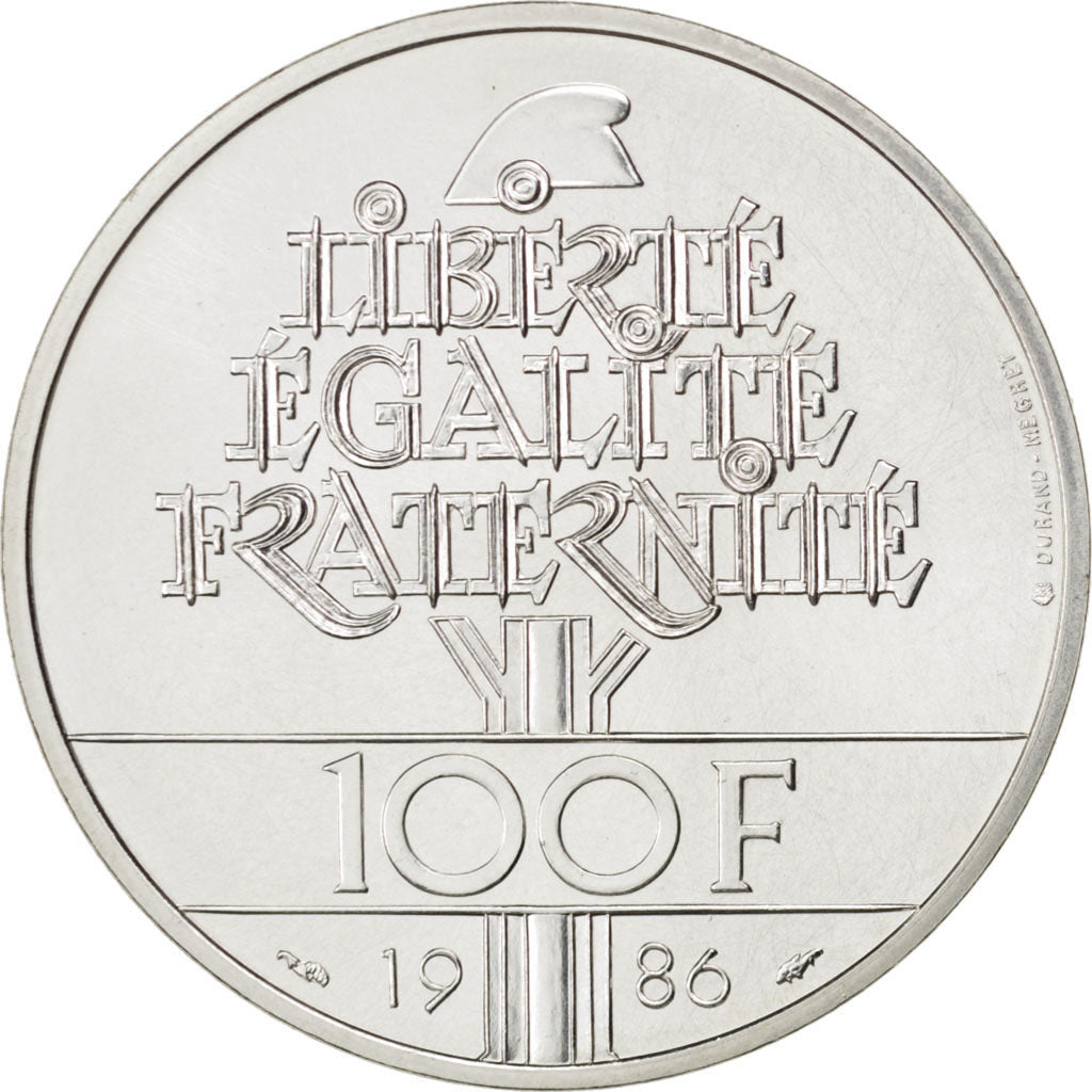 FRANCE, 100 Francs, 1986, KM #E135, MS(63), Silver, Gadoury #901, 15.04