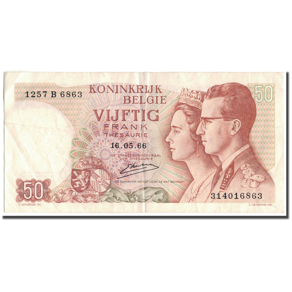 Banknote, Belgium, 50 Francs, 1966-05-16, KM:139, AU(55-58)