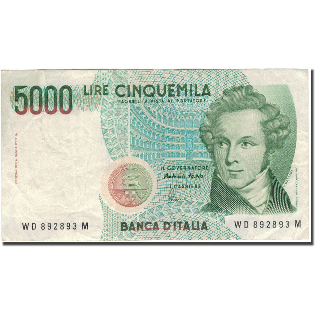 Banconote, Italia, 5000 Lire, 1985, KM:111c, MB+