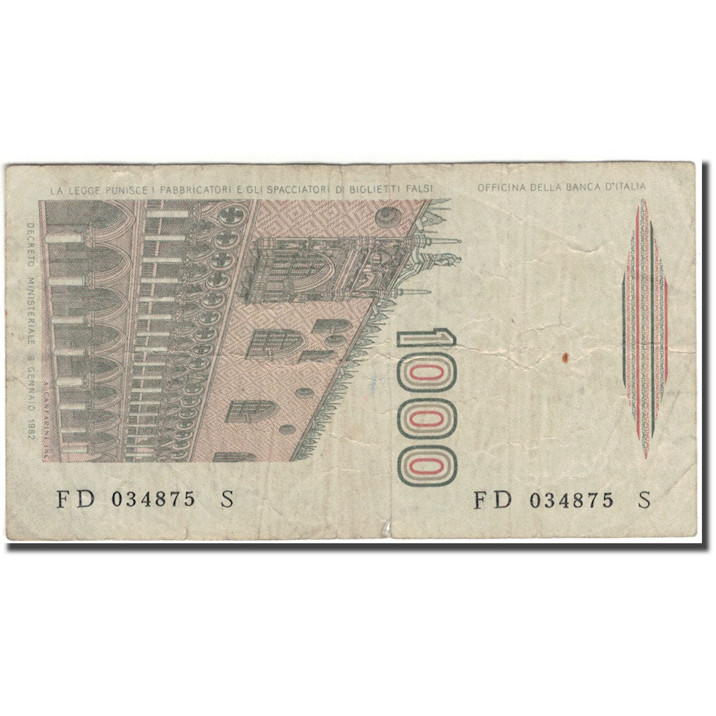 Banknote, Italy, 1000 Lire, 1982, KM:109a, F(12-15)