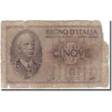 Banknote, Italy, 5 Lire, KM:28, G(4-6)