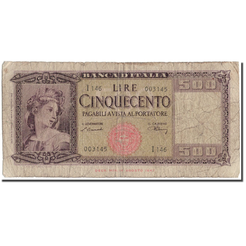 Billete, 500 Lire, 1947, Italia, KM:80a, RC