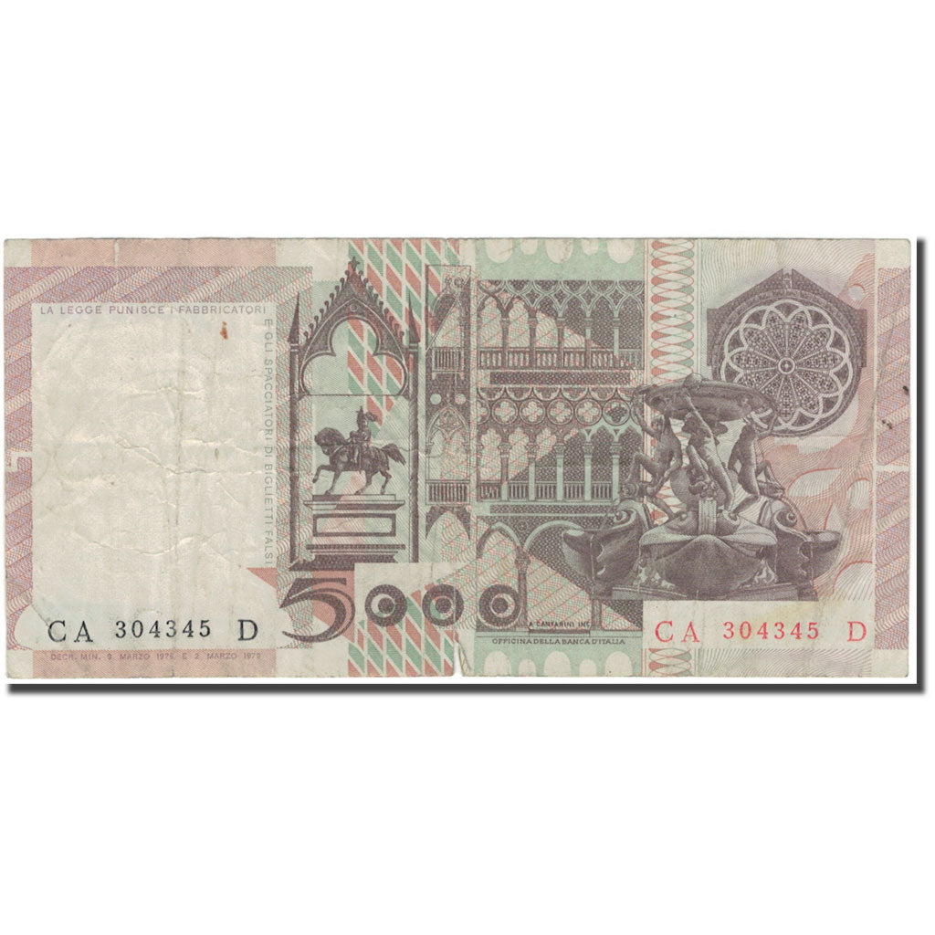 Banknote, Italy, 5000 Lire, 1979, KM:105a, F(12-15)