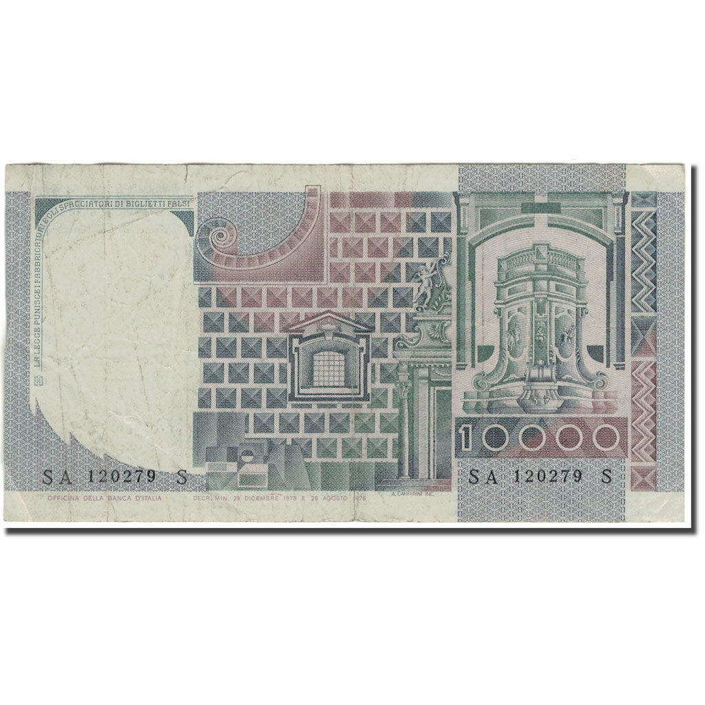 Banknote, Italy, 10,000 Lire, KM:106a, VF(20-25)