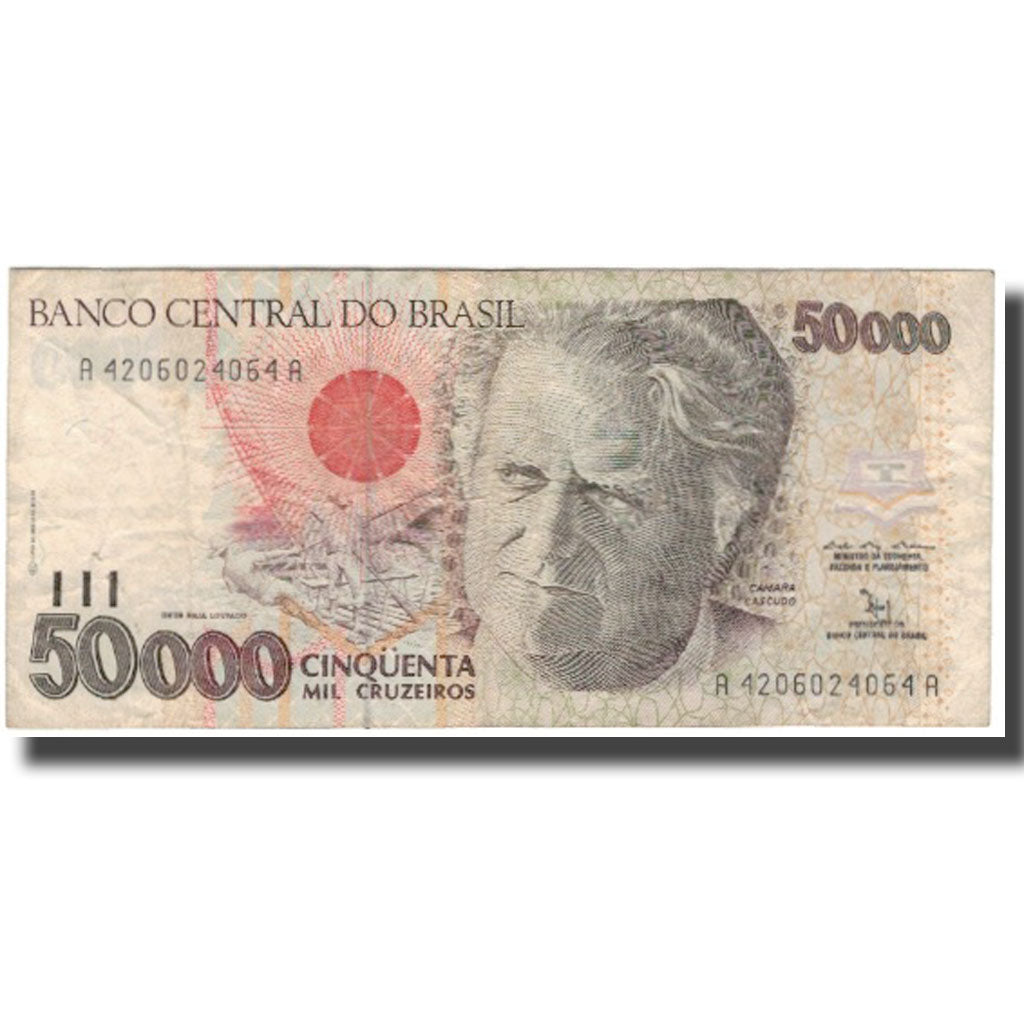 Banconote, Brasile, 50,000 Cruzeiros, KM:234a, MB