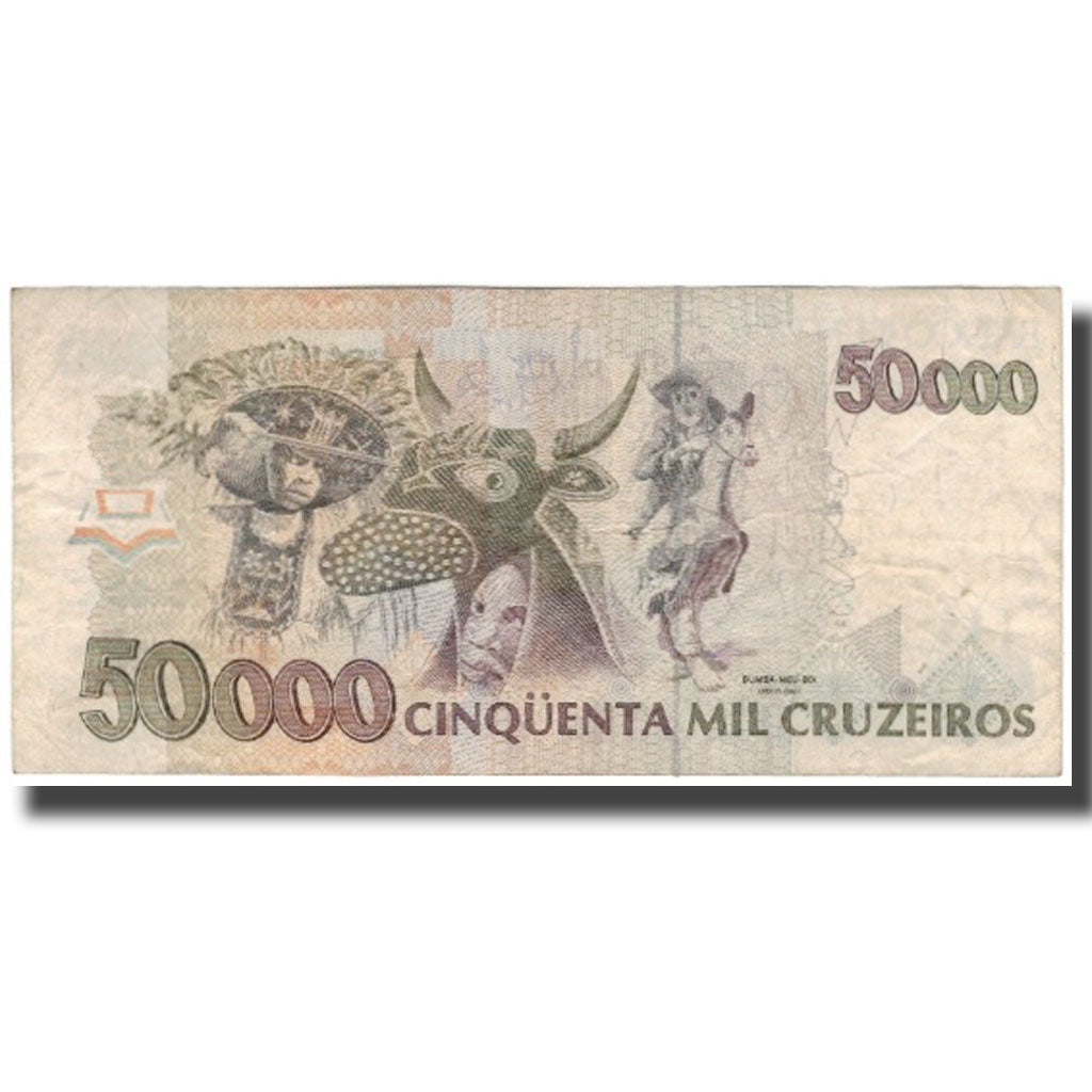 Banconote, Brasile, 50,000 Cruzeiros, KM:234a, MB