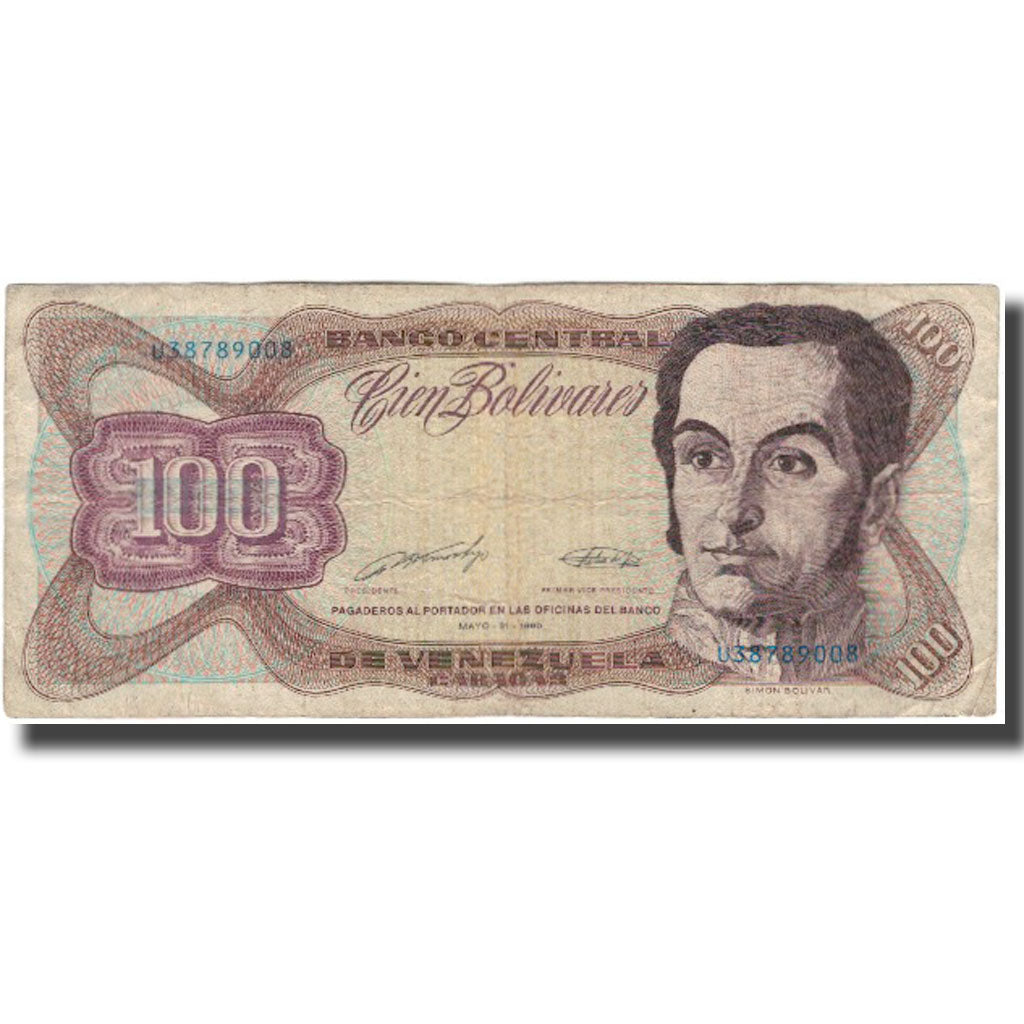 Nota, Venezuela, 100 Bolivares, 1990-05-31, KM:66c, VF(20-25)