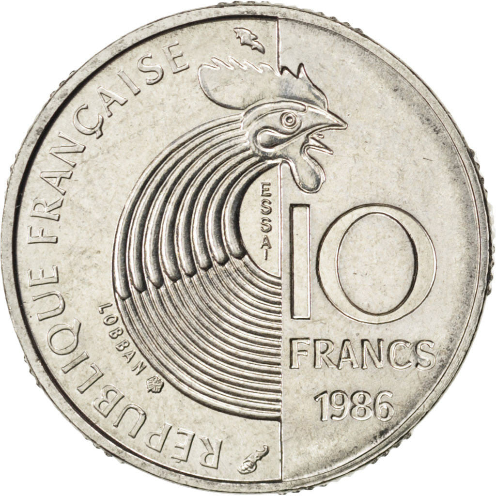 FRANCE, 10 Francs, 1986, KM #E134, MS(65-70), Nickel, Gadoury #825, 6.51