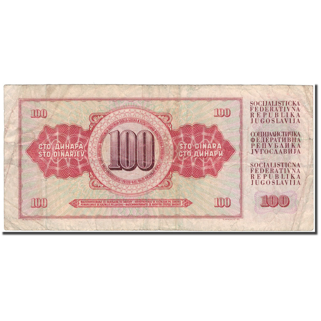 Billet, Yougoslavie, 100 Dinara, 1986-05-16, KM:90c, B+