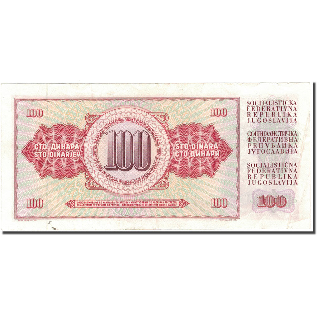 Geldschein, Jugoslawien, 100 Dinara, 1986-05-16, KM:90c, SS