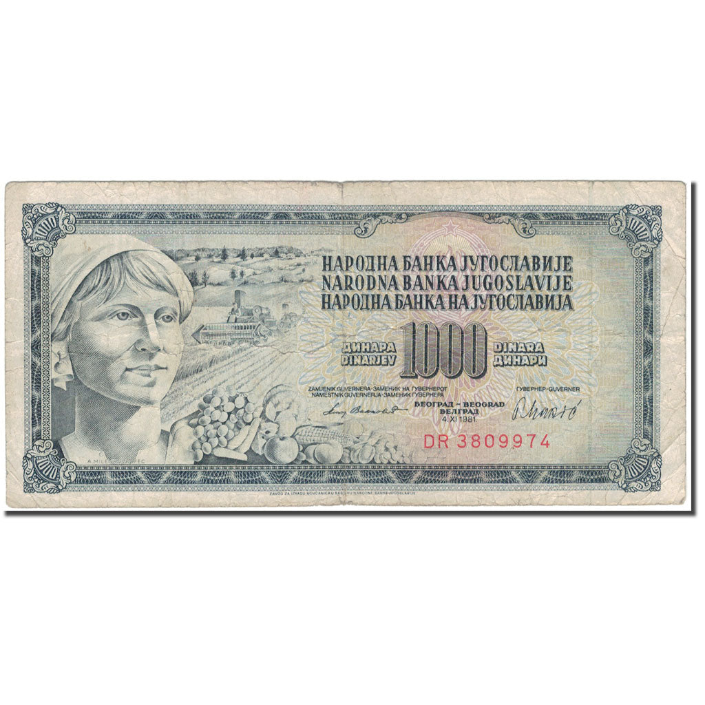 Billet, Yougoslavie, 1000 Dinara, 1981-11-04, KM:92d, B