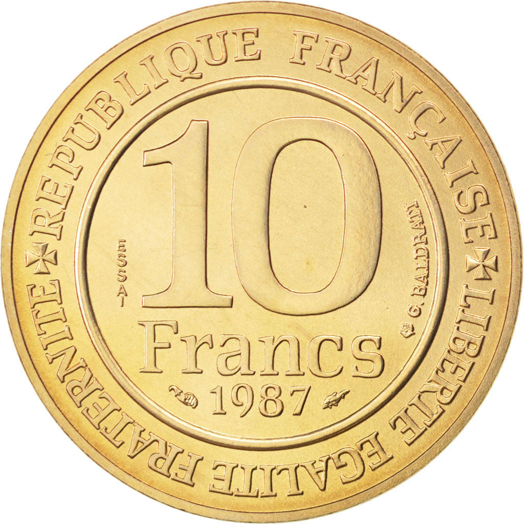 FRANCE, 10 Francs, 1987, KM #E136, MS(65-70), Nickel-Bronze, Gadoury #820, 9.80