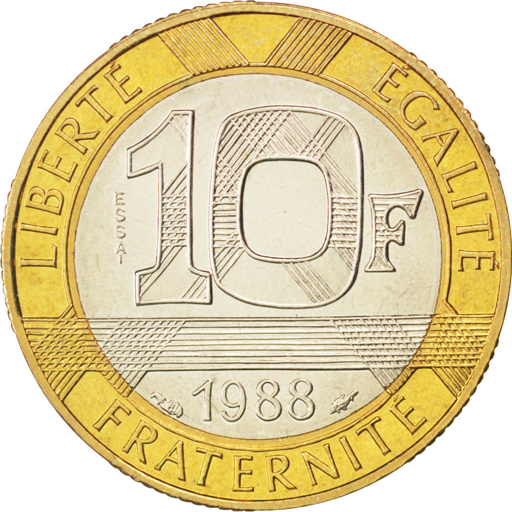 Vème République, 10 Francs Génie de la Bastille 1988, Essai, KM E140