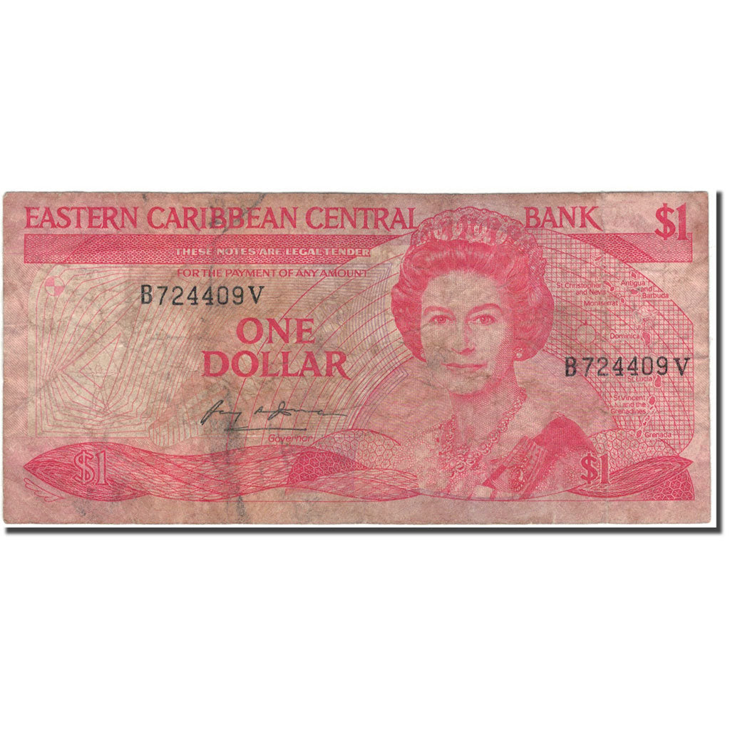 Banknote, East Caribbean States, 1 Dollar, KM:17v, F(12-15)