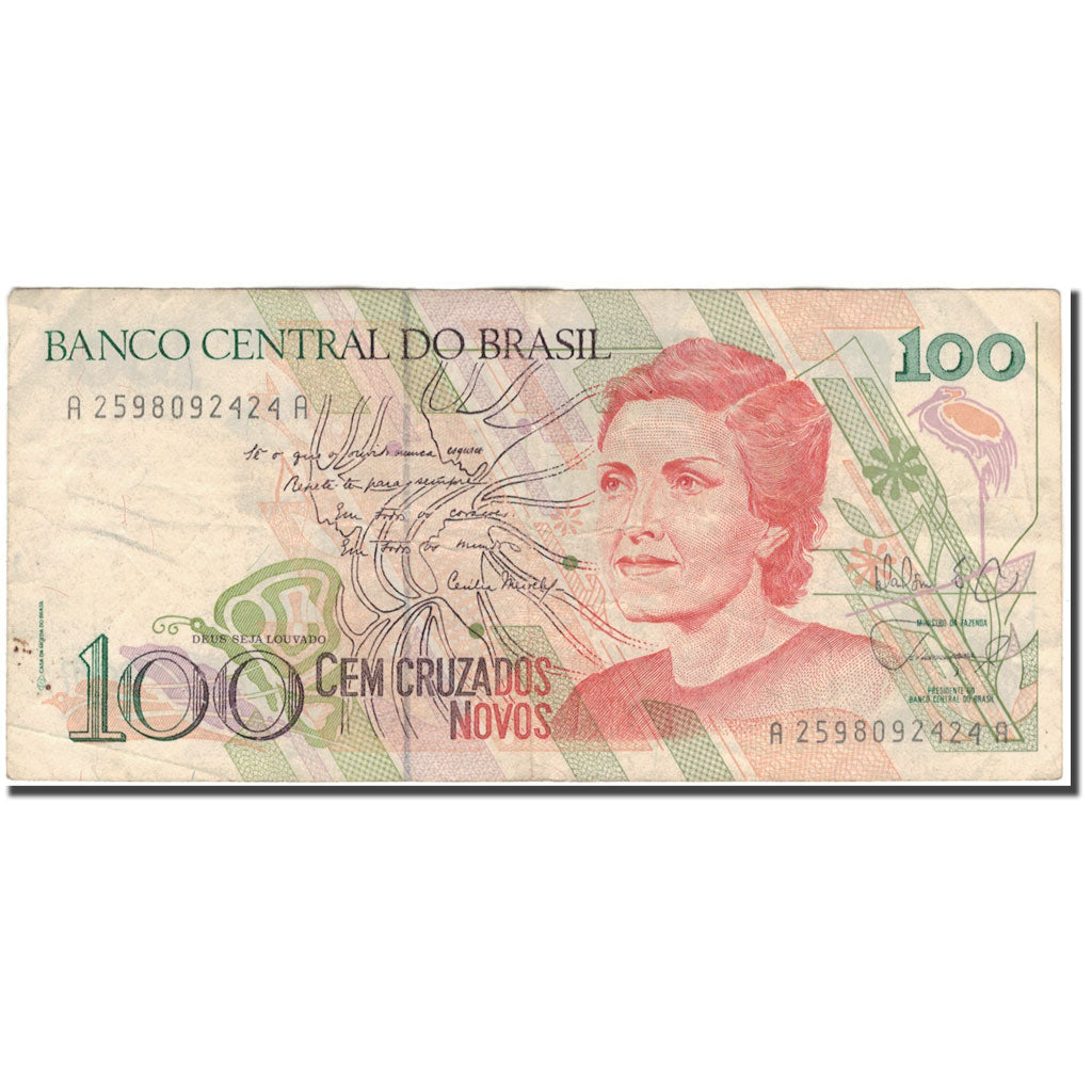 Banconote, Brasile, 100 Cruzados Novos, KM:220a, MB+
