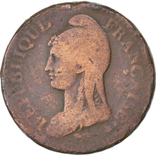 FRANCE, Dupré, 2 Decimes, 1795, Paris, KM #638.1, F(12-15), Bronze, 31, Gadoury 