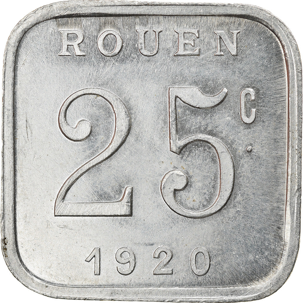 Coin, France, Chambre de Commerce, Rouen, 25 Centimes, 1920, MS(60-62)