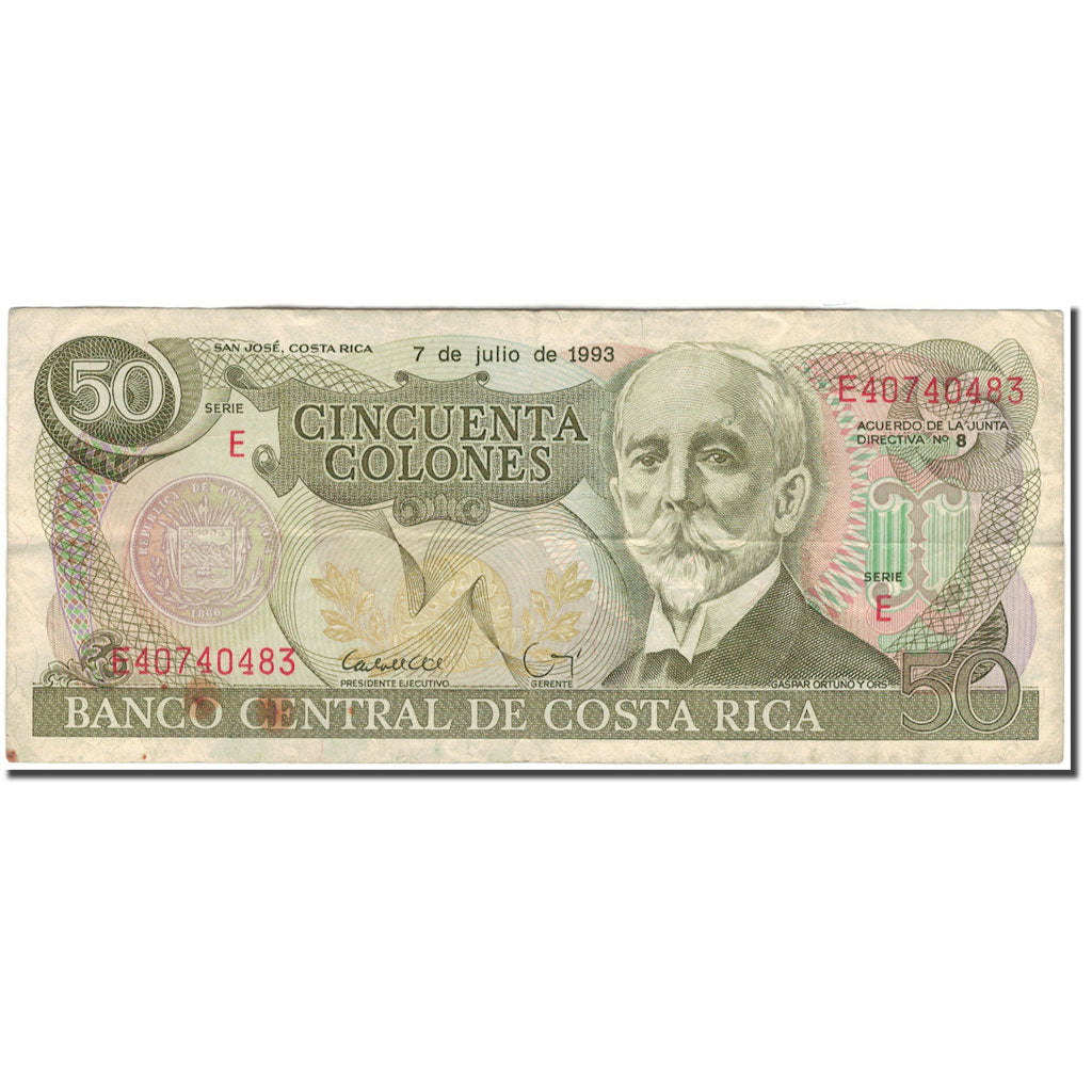 Banconote, Costa Rica, 50 Colones, 1993-07-07, KM:257a, MB+
