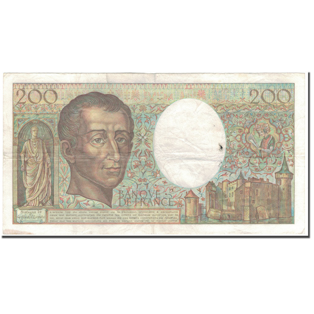 France, 200 Francs, 200 F 1981-1994 ''Montesquieu'', 1987, TB, Fayette:70.7