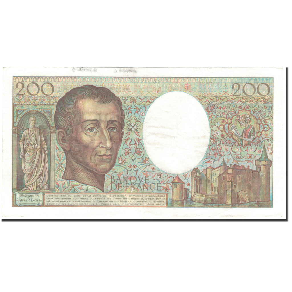 France, 200 Francs, Montesquieu, 1987, EF(40-45), Fayette:70.7, KM:155b