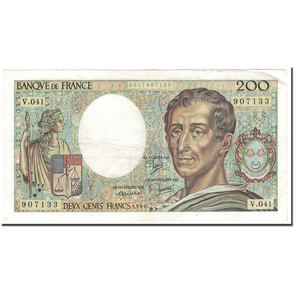 Francia, 200 Francs, 200 F 1981-1994 ''Montesquieu'', 1986, MBC, Fayette:70.6