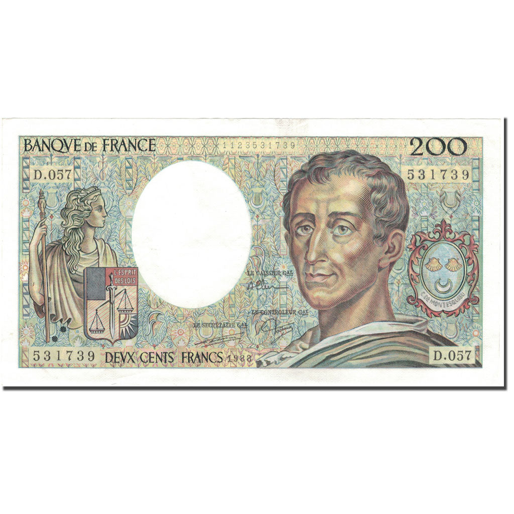France, 200 Francs, 200 F 1981-1994 ''Montesquieu'', 1988, AU(50-53)