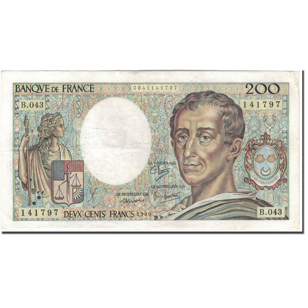 France, 200 Francs, 200 F 1981-1994 ''Montesquieu'', 1986, EF(40-45)