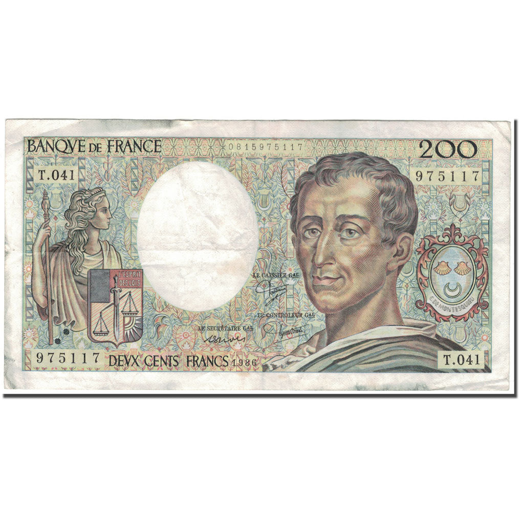 Francia, 200 Francs, 200 F 1981-1994 ''Montesquieu'', 1986, RC+, Fayette:70.6