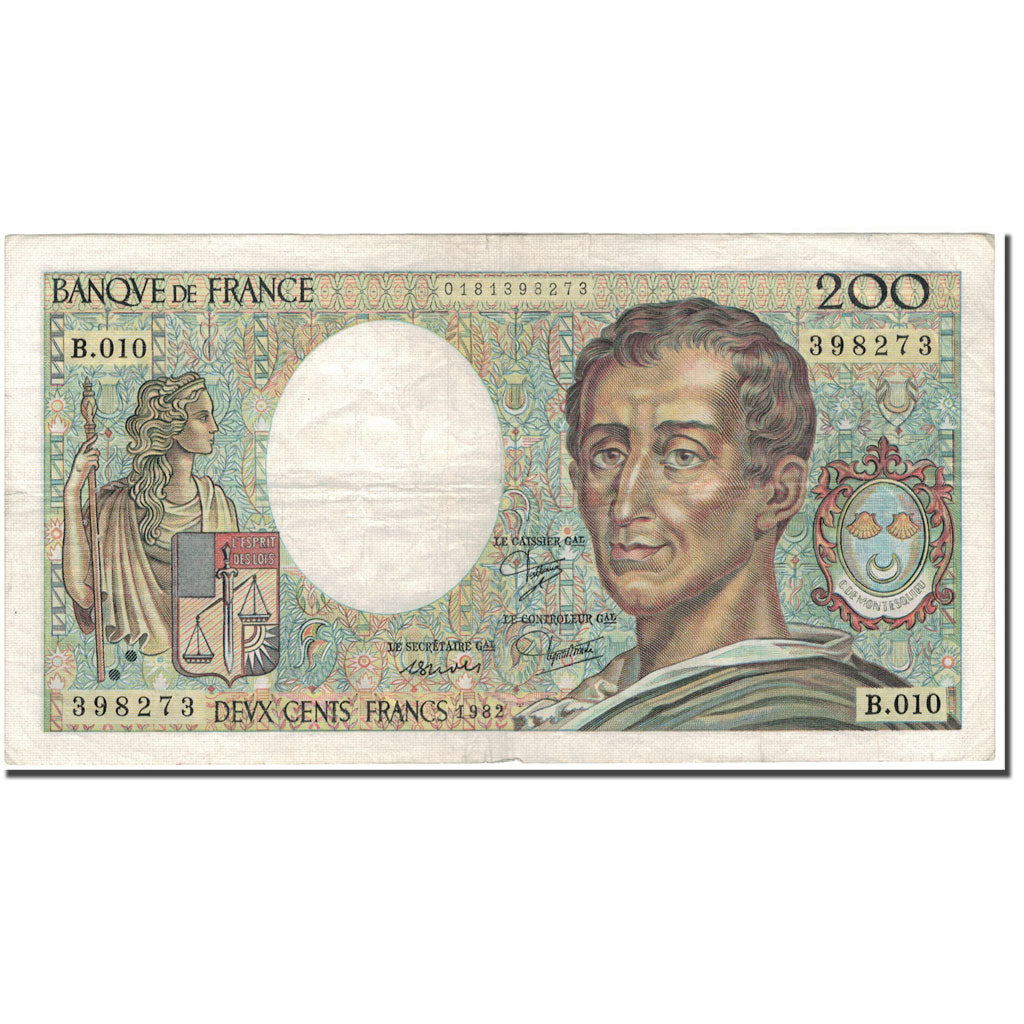 France, 200 Francs, 200 F 1981-1994 ''Montesquieu'', 1982, TB, Fayette:70.2