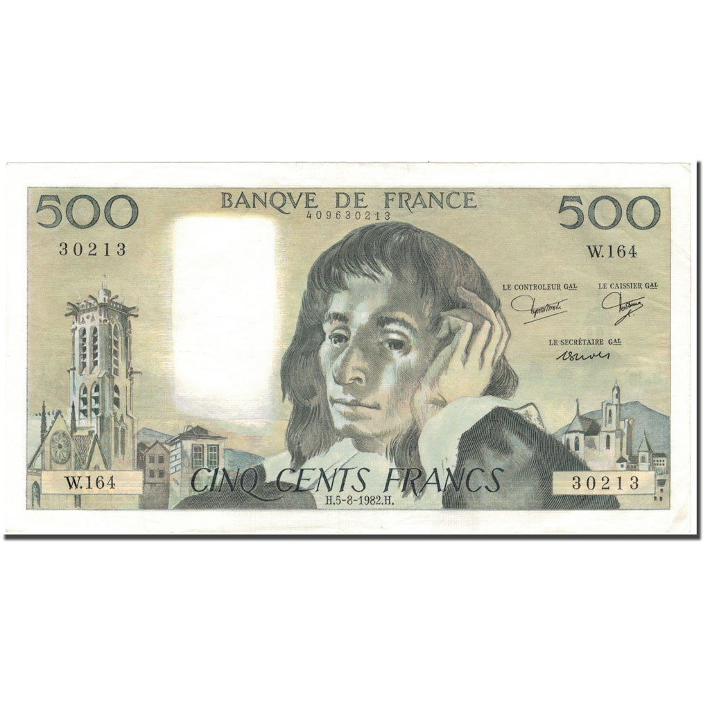France, 500 Francs, 500 F 1968-1993 ''Pascal'', 1982-08-05, AU(50-53)