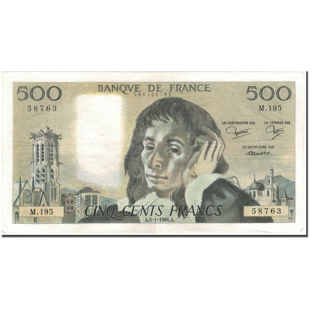 Francia, 500 Francs, Pascal, 1984-01-05, BB, Fayette:71.30, KM:156e