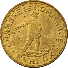 Coin, France, Chambre de Commerce, Evreux, 1 Franc, 1922, AU(55-58), Brass