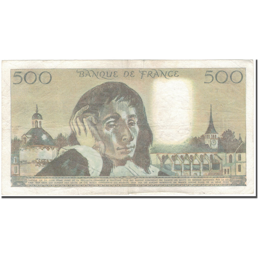 France, 500 Francs, Pascal, 1984-07-05, VF(20-25), Fayette:71.31, KM:156e