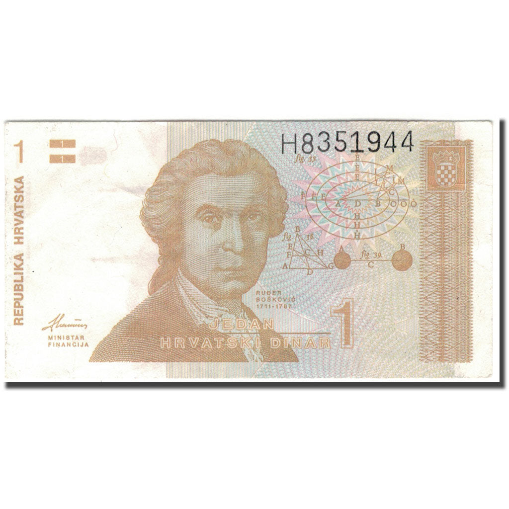 Geldschein, Kroatien, 1 Dinar, 1991, KM:16a, SS